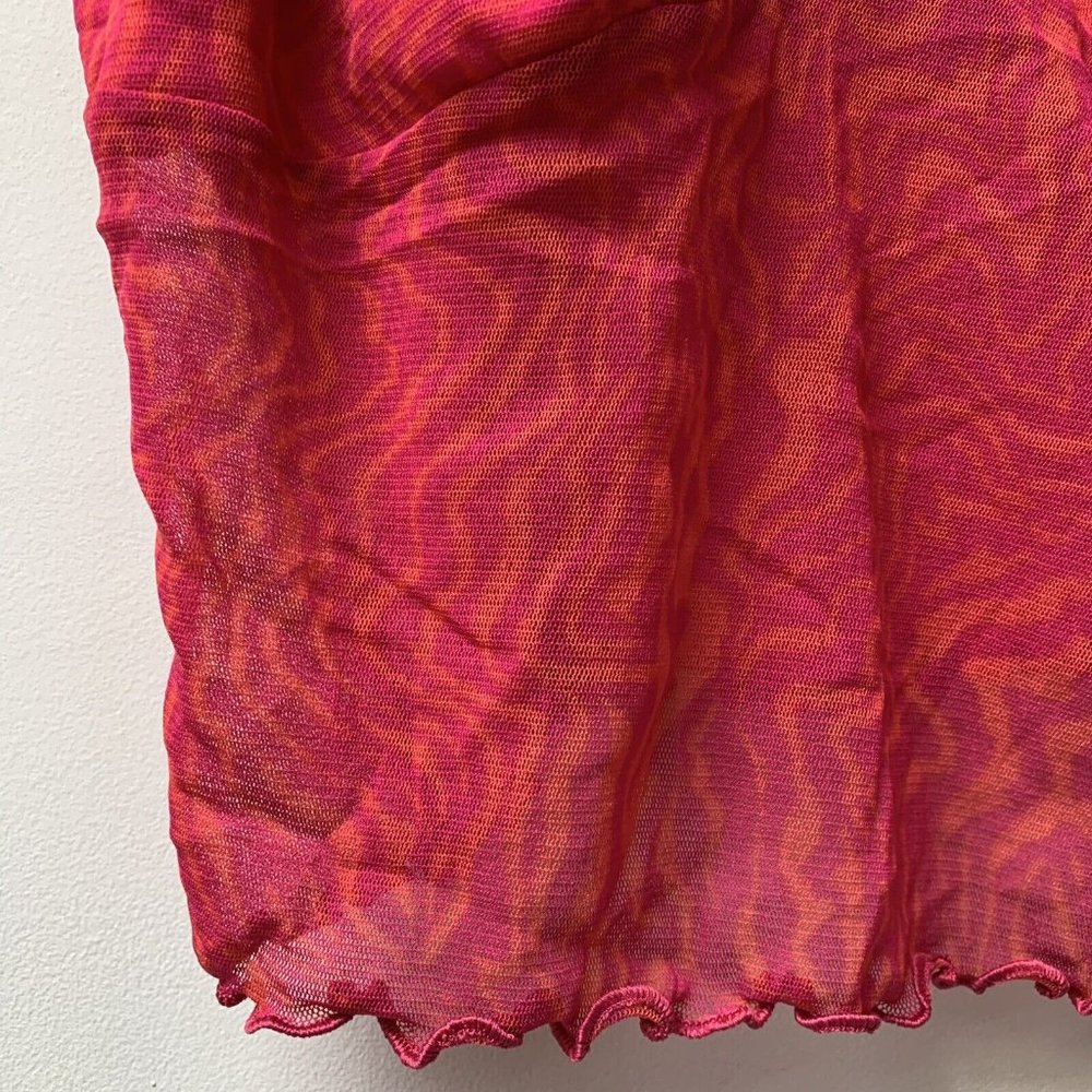 Urban Outfitters Pink Orange Mesh Button Up Top & Cropped Vest Size Large - Picture 8 of 16